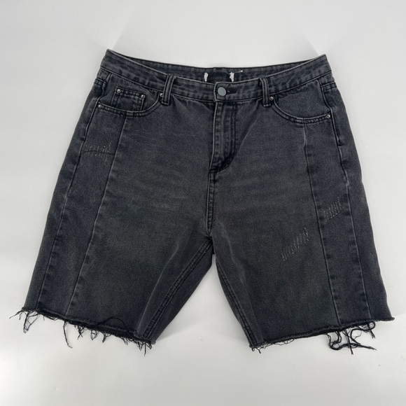 Jinggu Black Cut Off Distressed Jean Shorts Size 32 Women’s - Picture 1 of 4